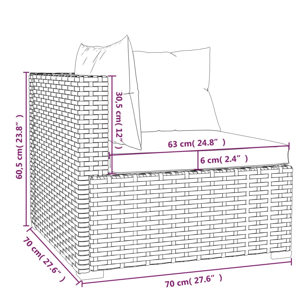 11-delige Loungeset met kussens poly rattan bruin