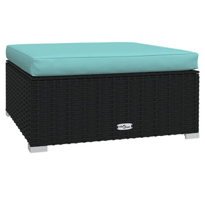 10-delige Loungeset met kussens poly rattan zwart