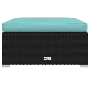 10-delige Loungeset met kussens poly rattan zwart