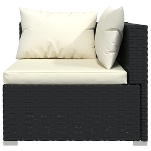 10-delige Loungeset met kussens poly rattan zwart
