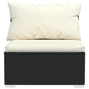 10-delige Loungeset met kussens poly rattan zwart