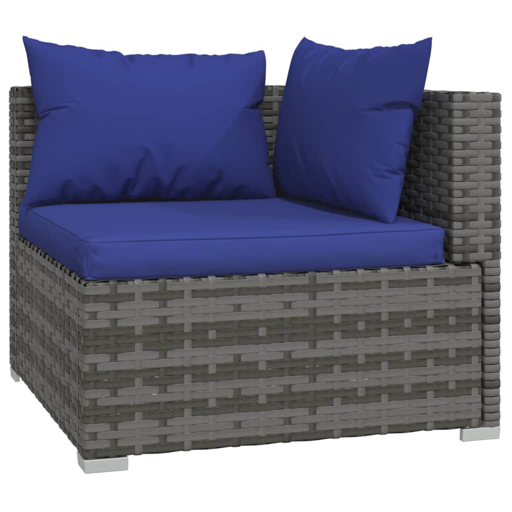11-delige Loungeset met kussens poly rattan grijs