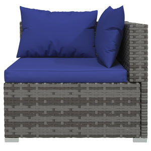 11-delige Loungeset met kussens poly rattan grijs