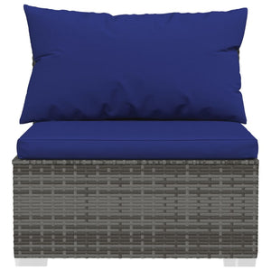 11-delige Loungeset met kussens poly rattan grijs