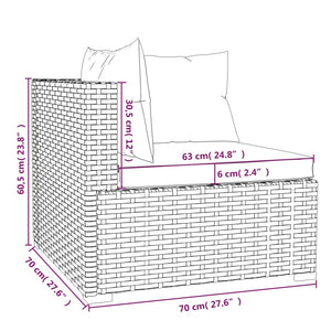 11-delige Loungeset met kussens poly rattan grijs
