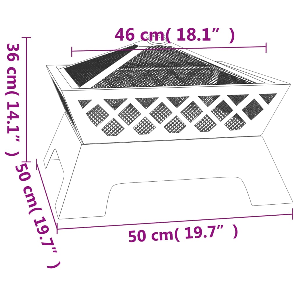 Vuurhaard met pook XXL 50 cm staal