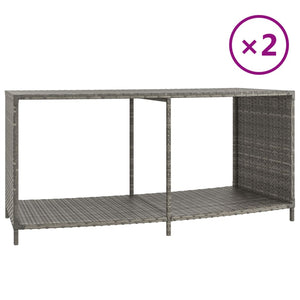 Opbergschappen 2 st poly rattan grijs