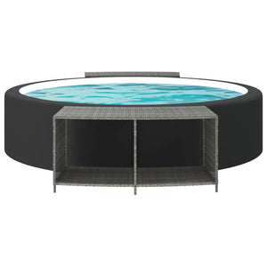 Opbergschappen 2 st poly rattan grijs