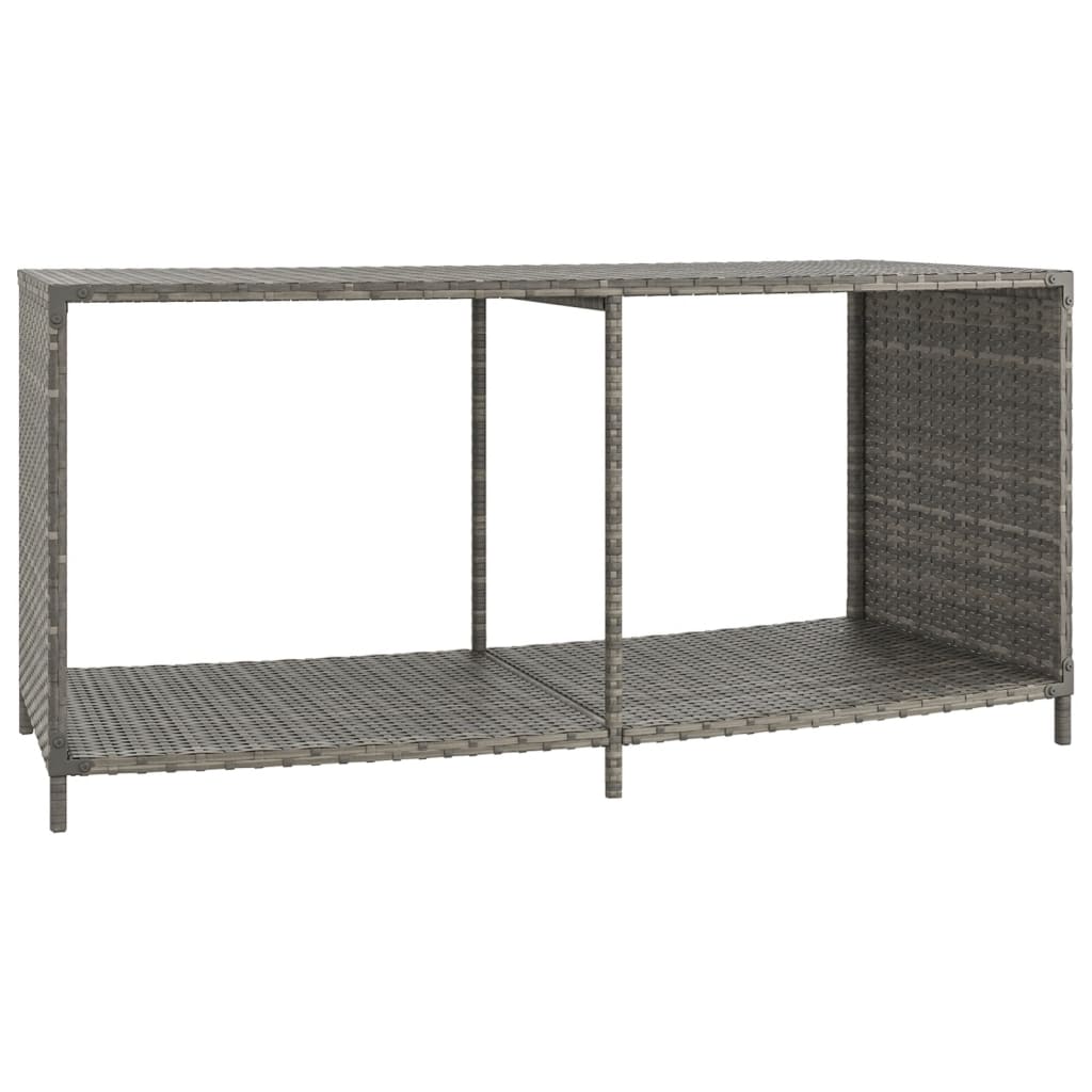Opbergschappen 2 st poly rattan grijs