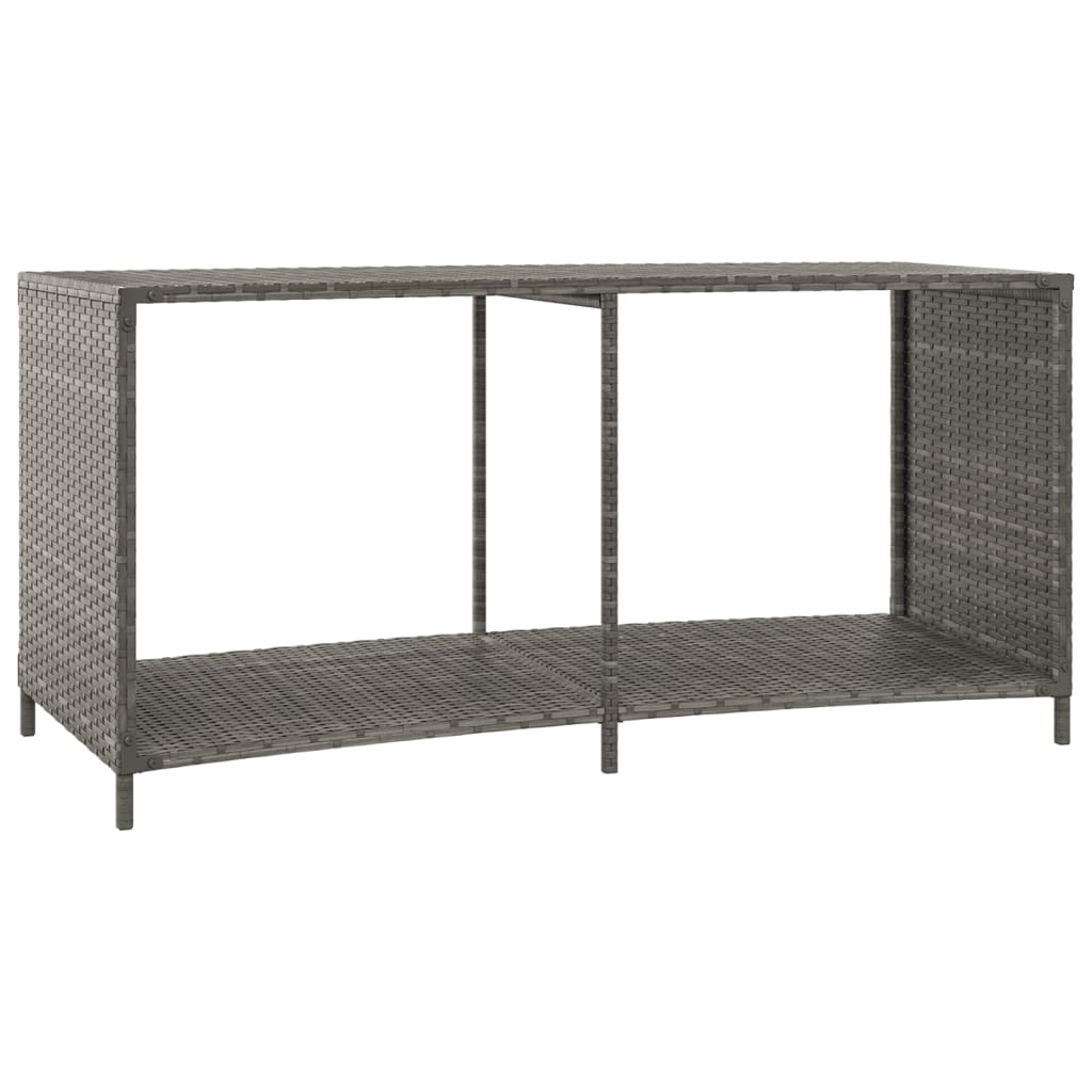 Opbergschappen 2 st poly rattan grijs
