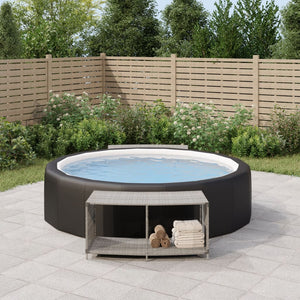 Opbergschappen 2 st poly rattan grijs