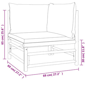 10-delige Loungeset met kussens bamboe taupe