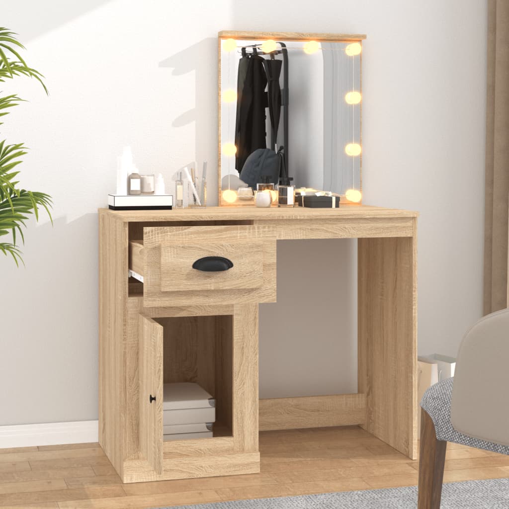 Kaptafel met LED 90x50x132,5 cm bewerkt hout sonoma eikenkleur