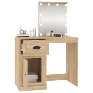 Kaptafel met LED 90x50x132,5 cm bewerkt hout sonoma eikenkleur