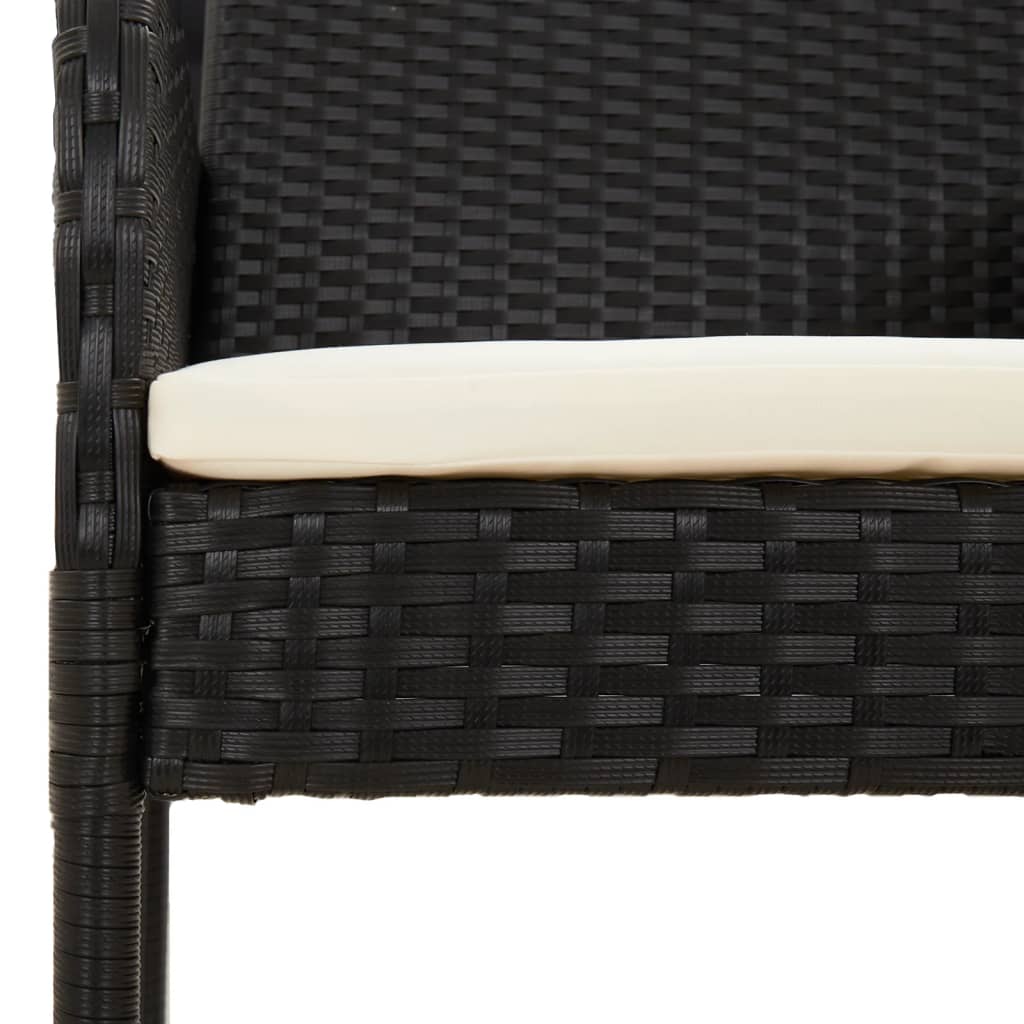 11-delige Tuinset met kussens poly rattan zwart