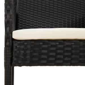 11-delige Tuinset met kussens poly rattan zwart