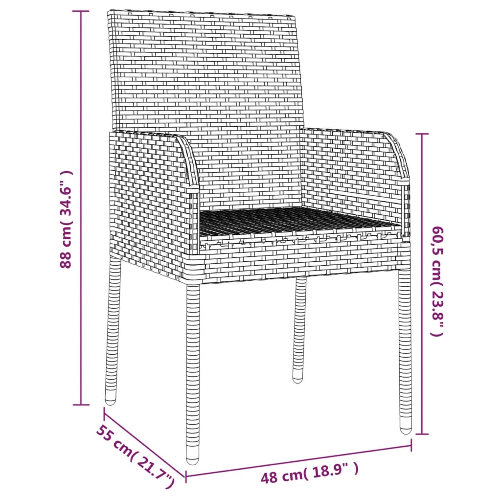 11-delige Tuinset met kussens poly rattan zwart