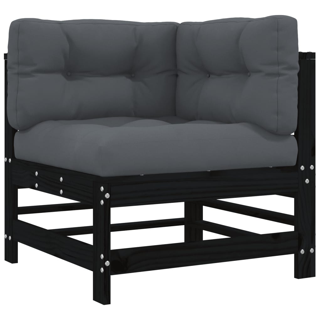 10-delige Loungeset met kussens massief hout zwart