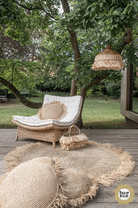 Bazar Bizar | De raffia kussenhoes - Rond