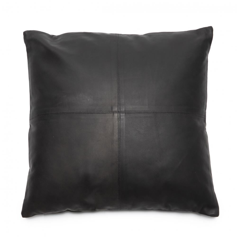 Bazar Bizar The Four Leather Panel Cushion Cover - Black - L