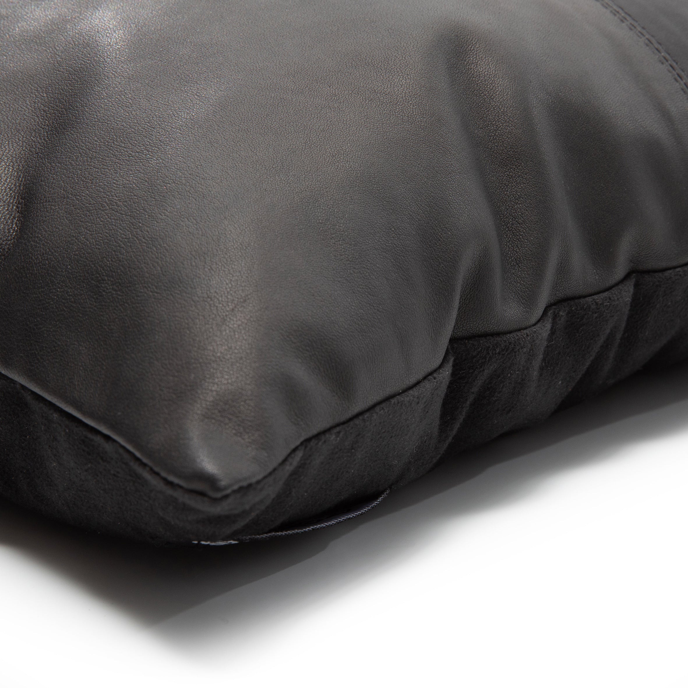 Bazar Bizar The Four Leather Panel Cushion Cover - Black - L